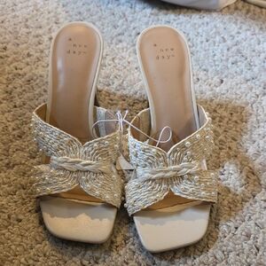 A New Day Cream Braided Slide Dress Shoes